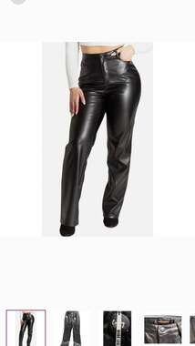 Dollhouse Curvy Collection High Rise Straight Leg Vegan Leather Pants Black Size